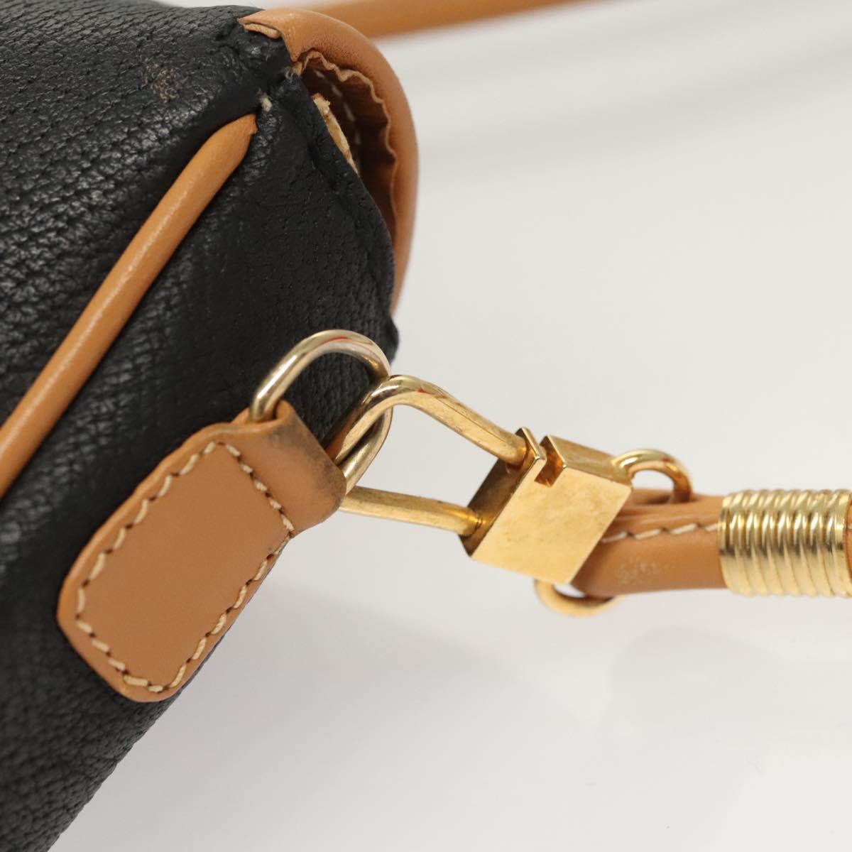 GUCCI Shoulder Bag Leather Black Gold Auth BA1437