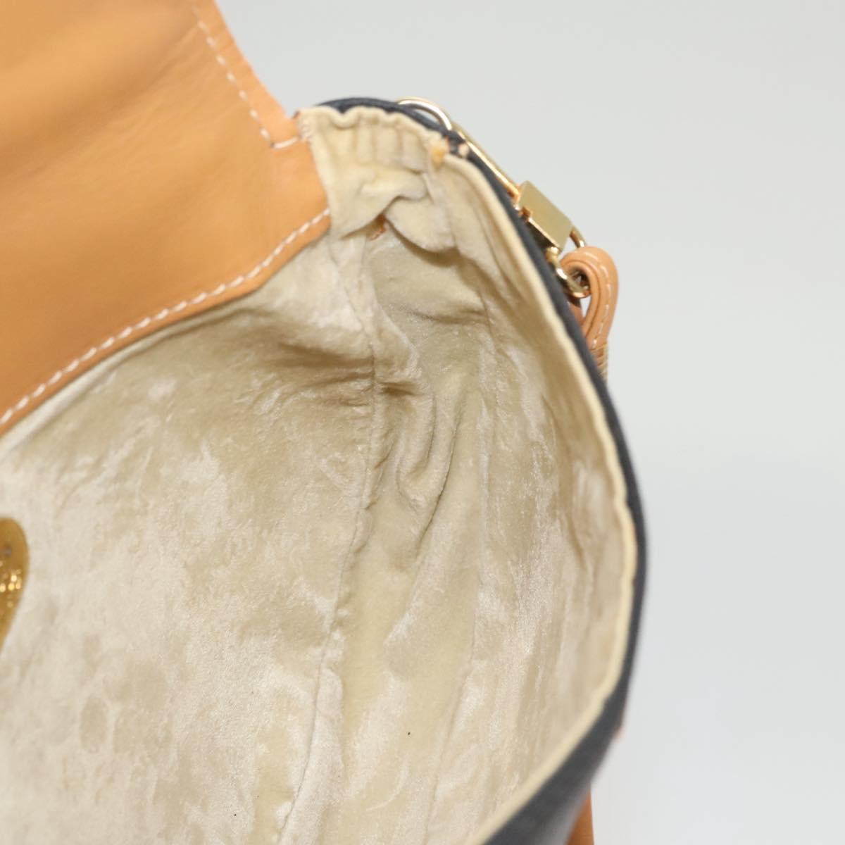 GUCCI Shoulder Bag Leather Black Gold Auth BA1437