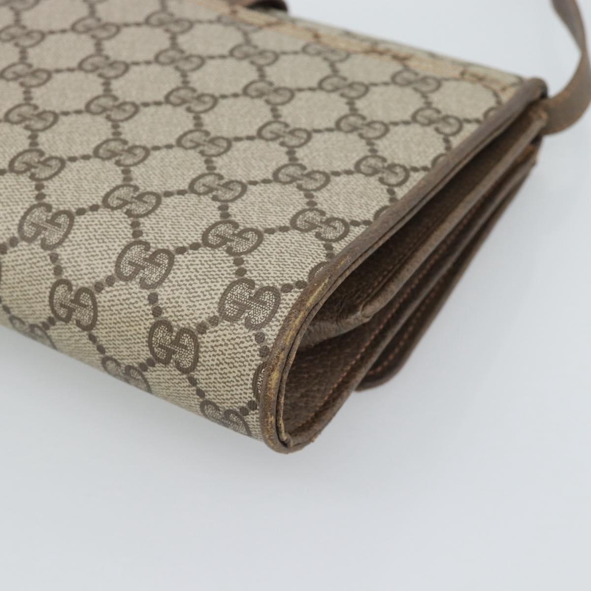 GUCCI GG Supreme Shoulder Bag PVC Beige Gold Auth BA14372