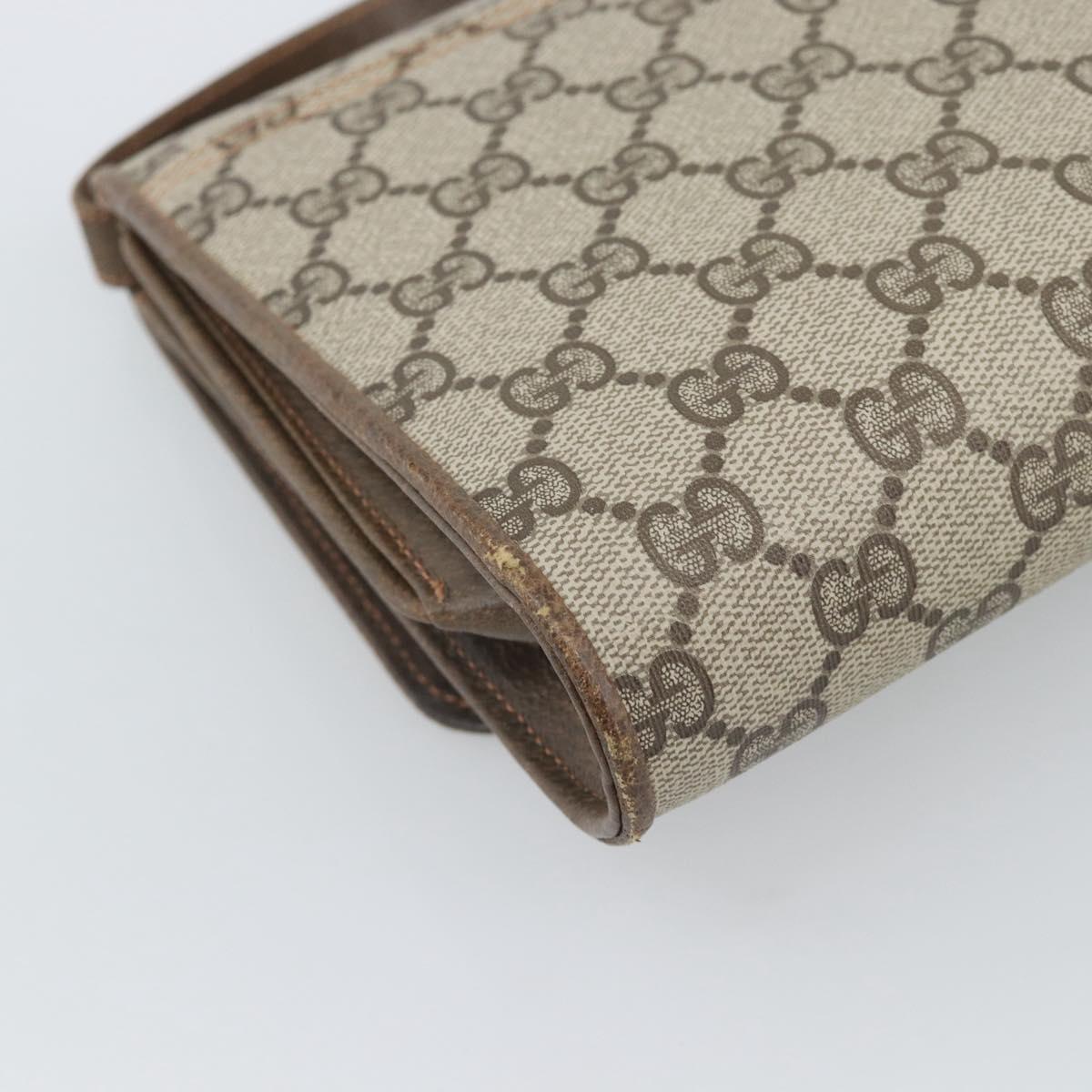 GUCCI GG Supreme Shoulder Bag PVC Beige Gold Auth BA14372