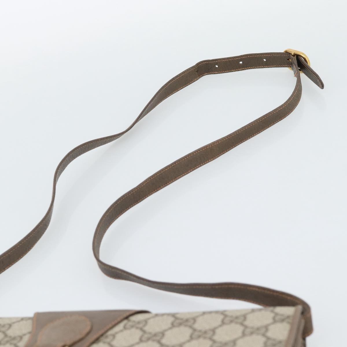 GUCCI GG Supreme Shoulder Bag PVC Beige Gold Auth BA14372