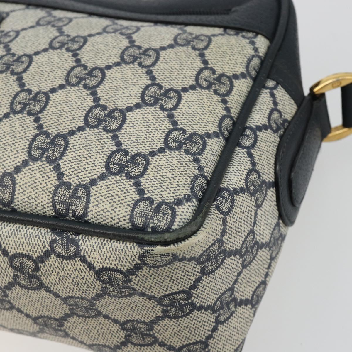 GUCCI GG Supreme Shoulder Bag PVC Navy Gold 001 56 0942 Auth BA14373