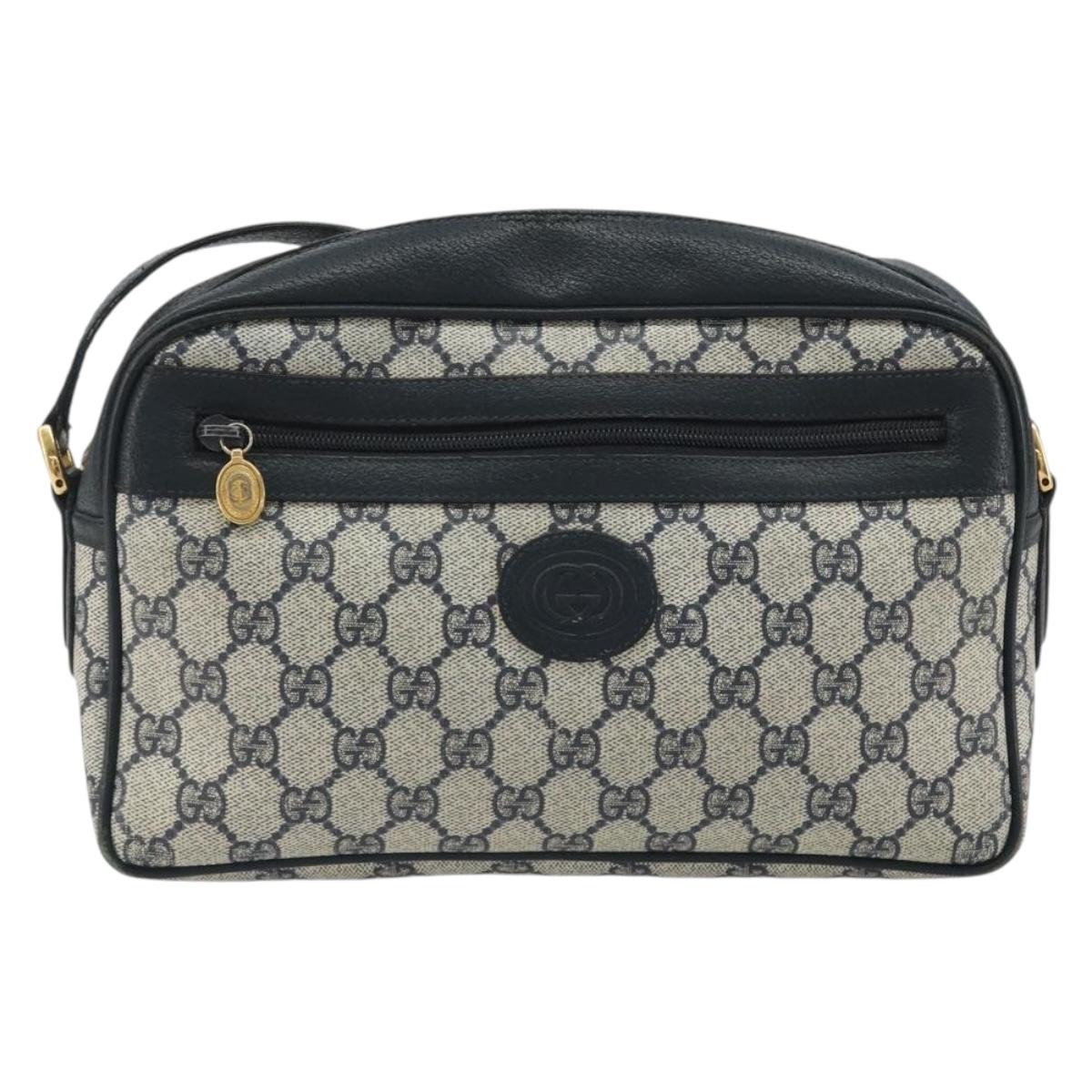 GUCCI GG Supreme Shoulder Bag PVC Navy Gold 001 56 0942 Auth BA14373