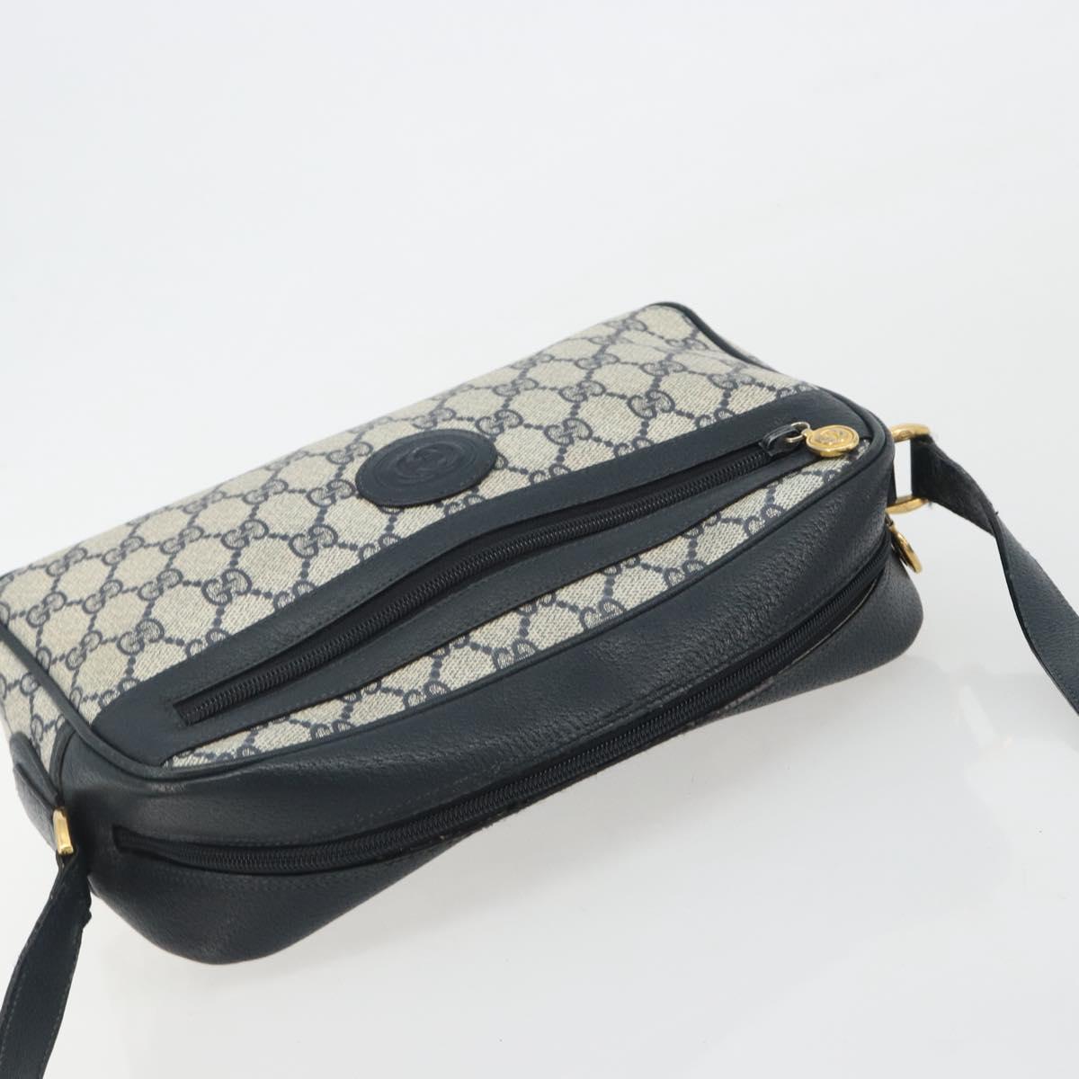 GUCCI GG Supreme Shoulder Bag PVC Navy Gold 001 56 0942 Auth BA14373