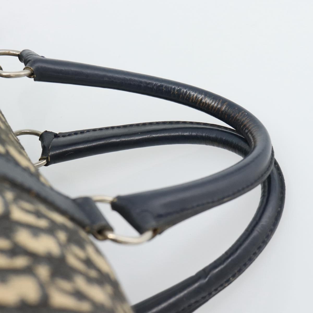 Christian Dior Trotter Canvas Boston Bag Navy Silver Auth BA14375