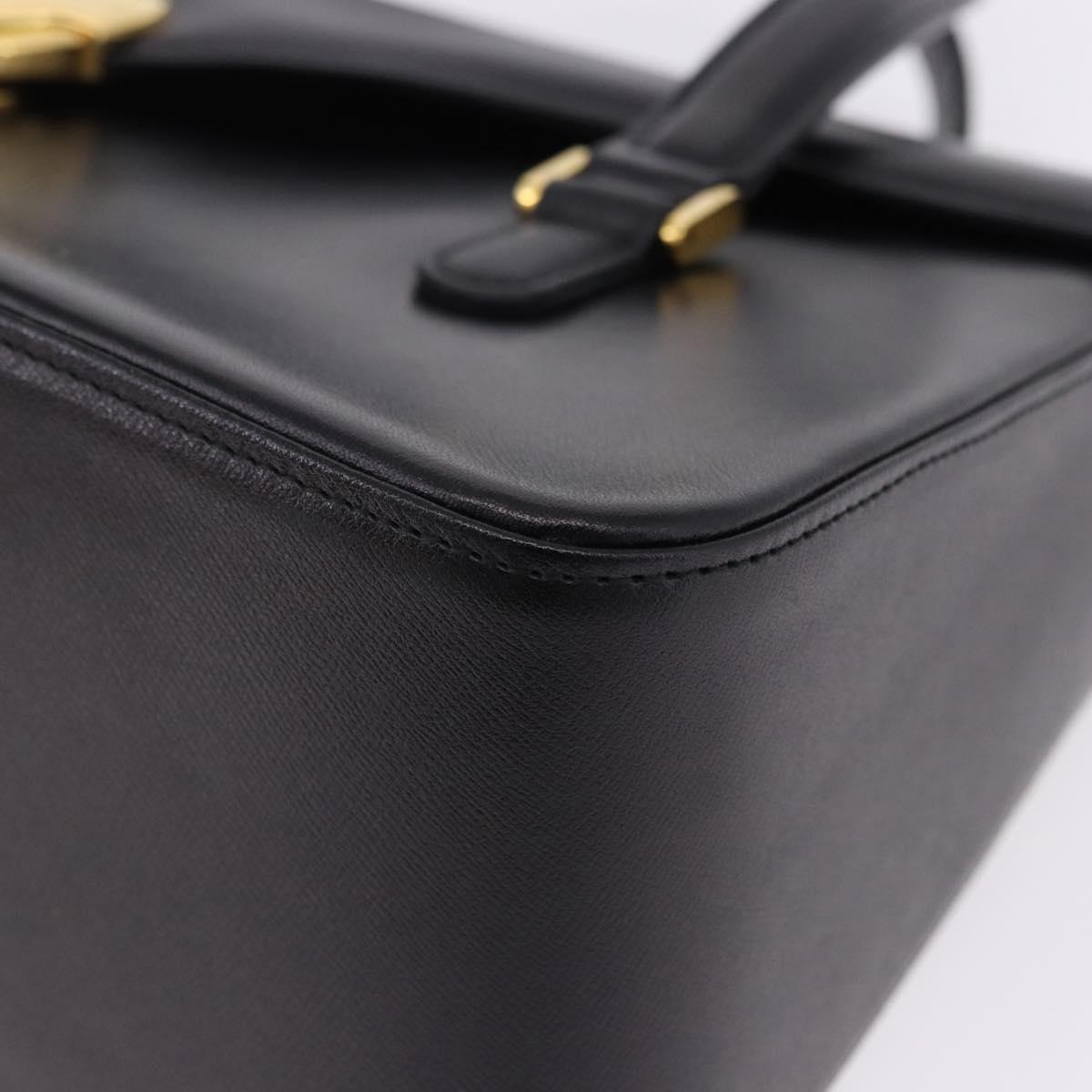 GIVENCHY Hand Bag Leather Black Gold Auth BA14377