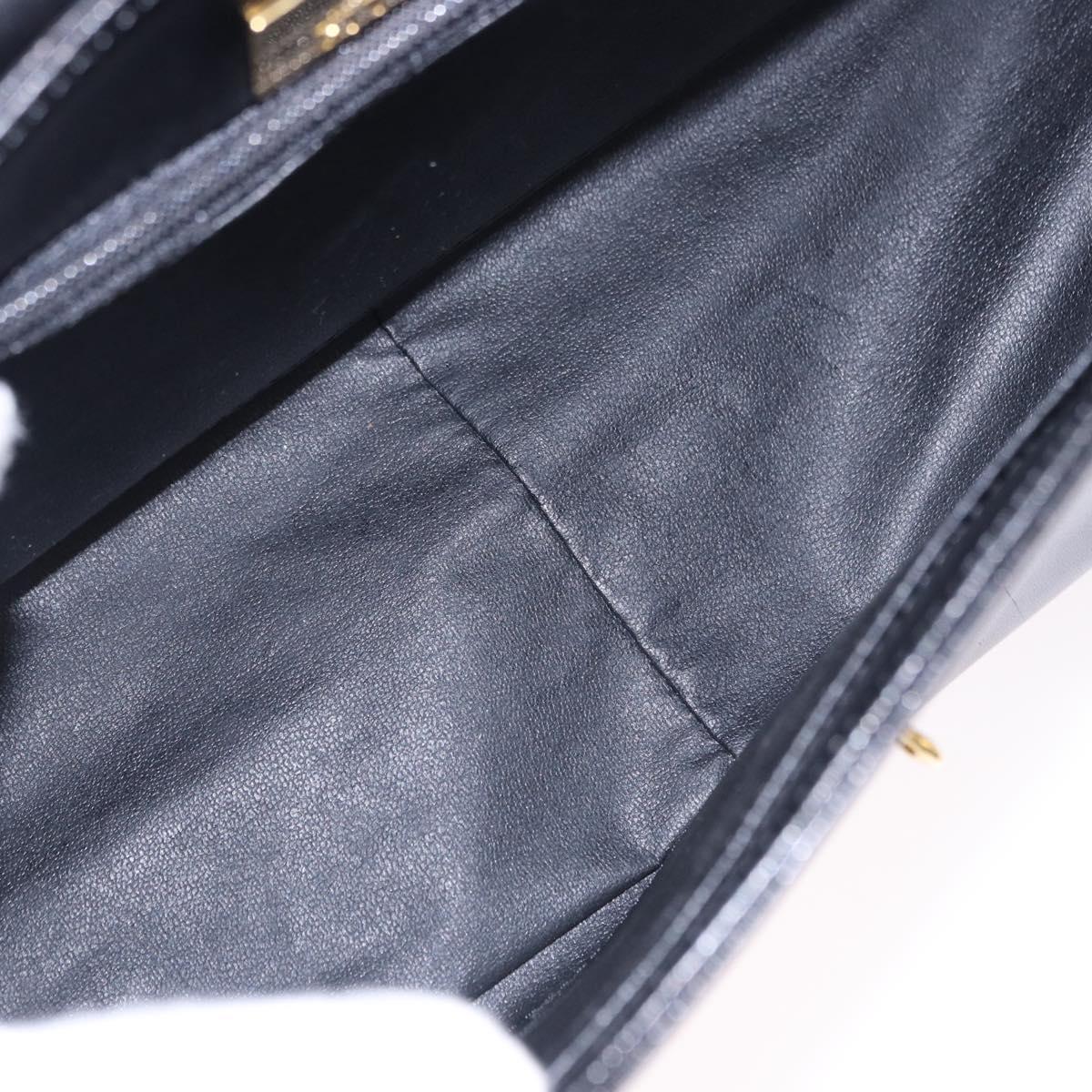 GIVENCHY Hand Bag Leather Black Gold Auth BA14377