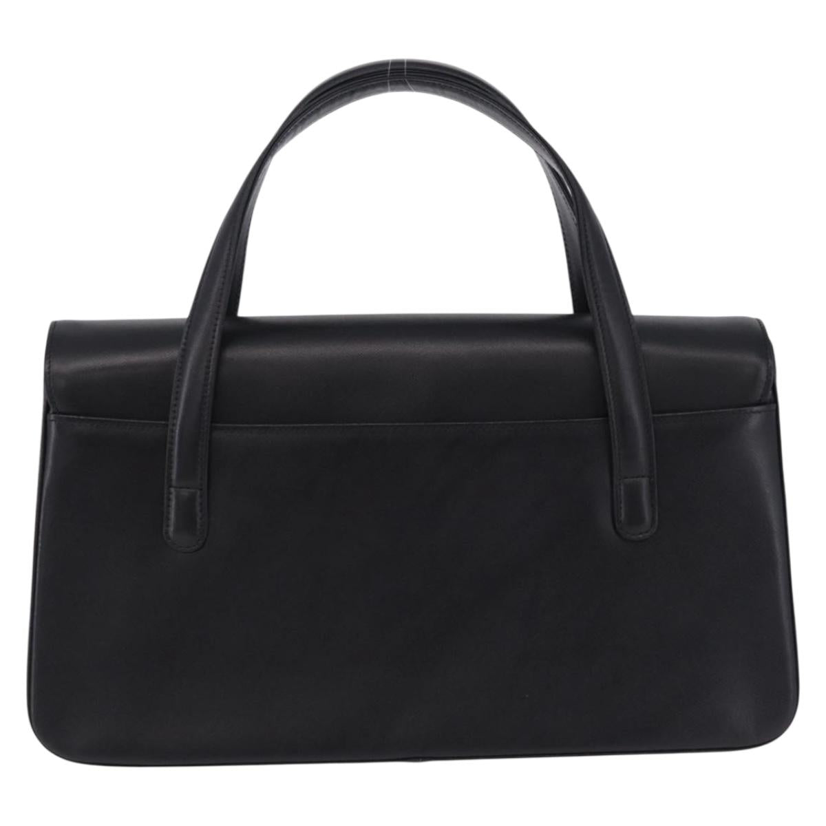 GIVENCHY Hand Bag Leather Black Gold Auth BA14377