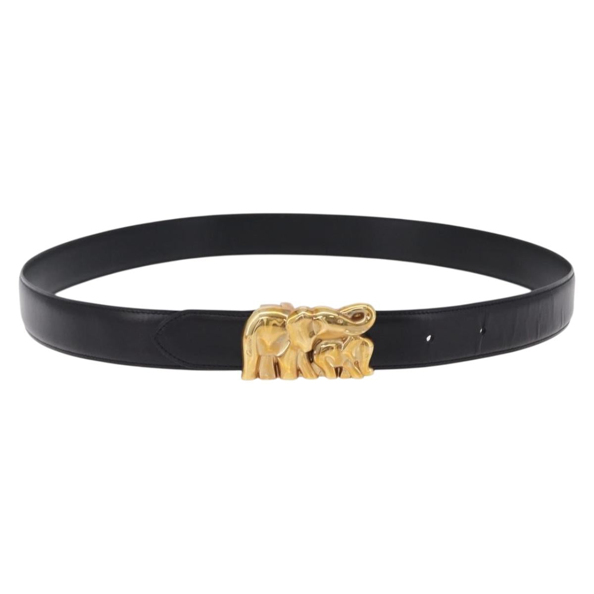 CARTIER Belt Leather 40.9"" Black Gold Auth BA14379