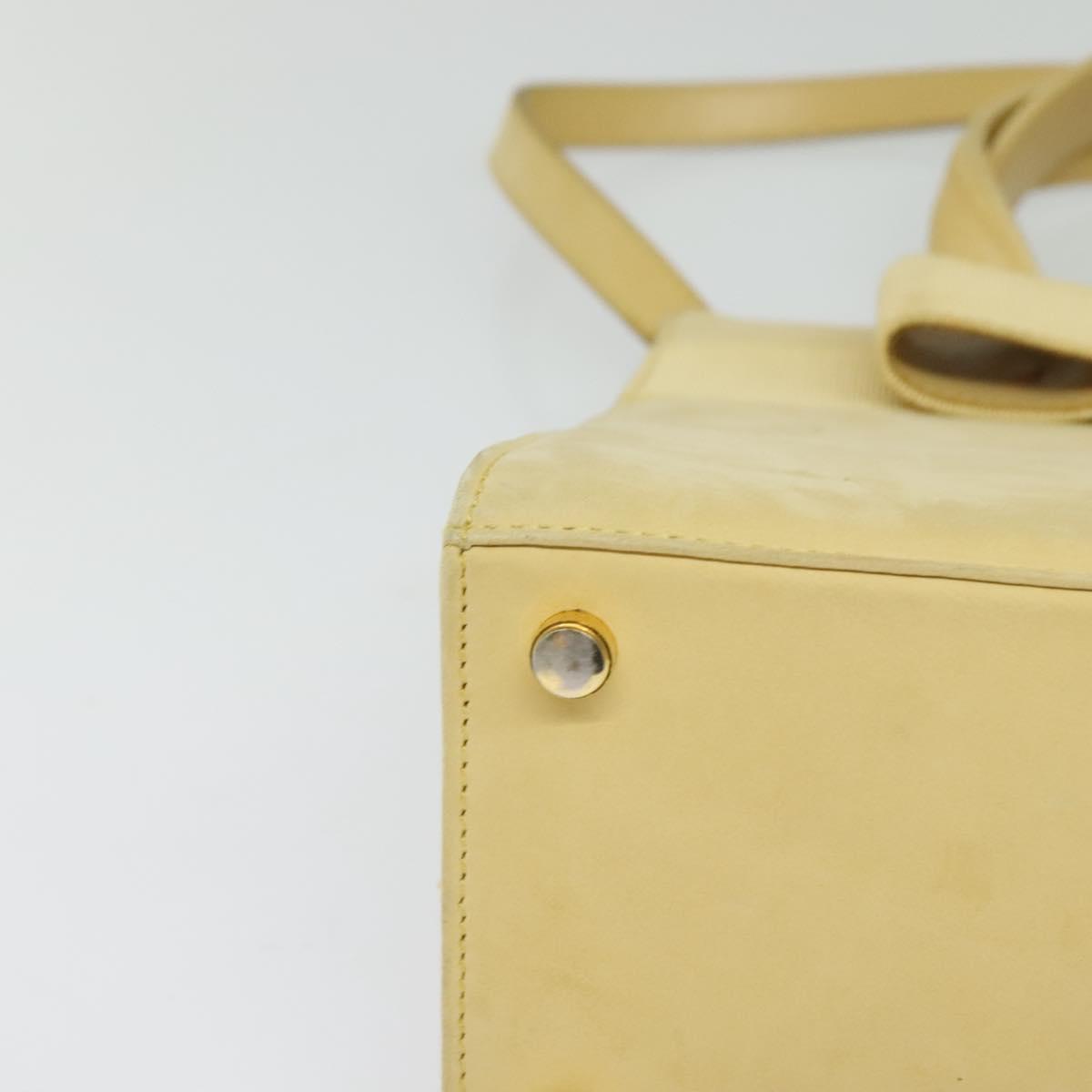 Salvatore Ferragamo Vala Hand Bag Suede Beige Gold Auth BA1438