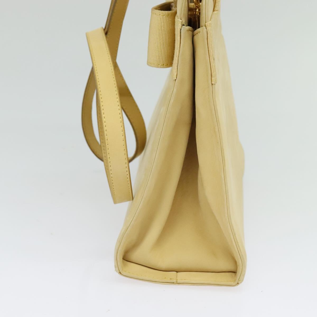 Salvatore Ferragamo Vala Hand Bag Suede Beige Gold Auth BA1438