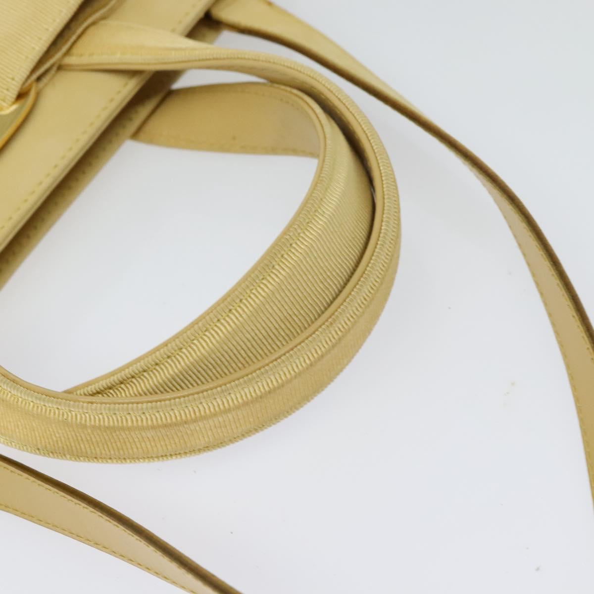 Salvatore Ferragamo Vala Hand Bag Suede Beige Gold Auth BA1438