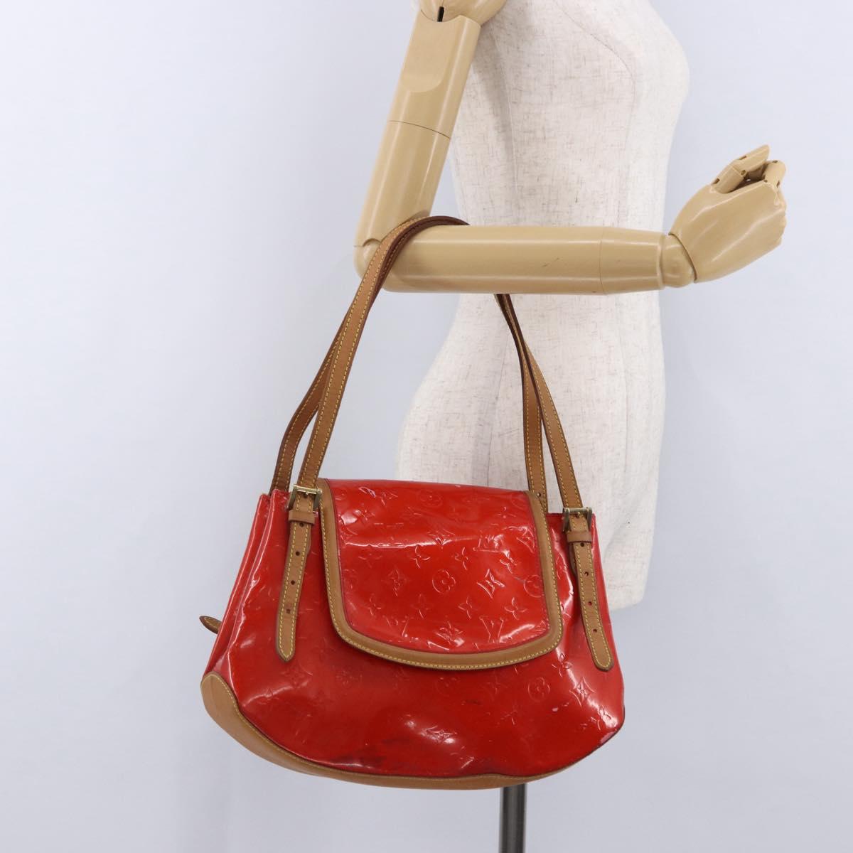 LOUIS VUITTON Monogram Vernis Biscayne Bay GM Bag Rouge M91287 LV Auth BA14386