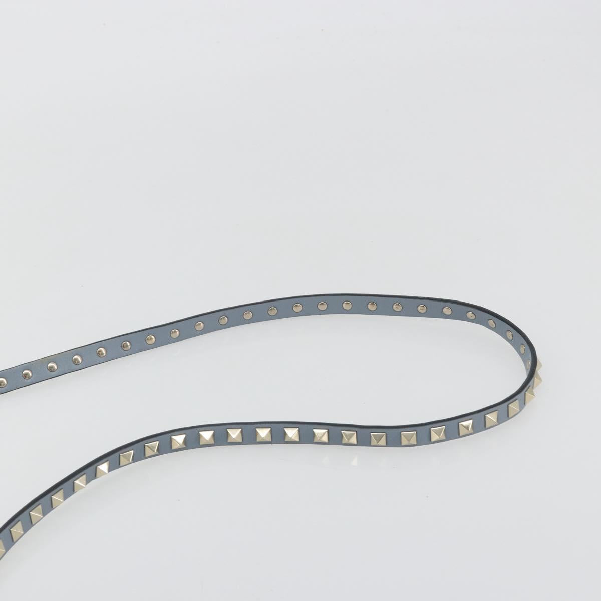 VALENTINO Rock Studs Hand Bag Leather 2way Light Blue Gold Auth BA14388