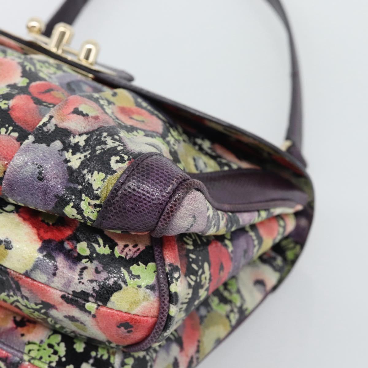 BALLY Hand Bag Leather Purple Gold Auth BA14389A