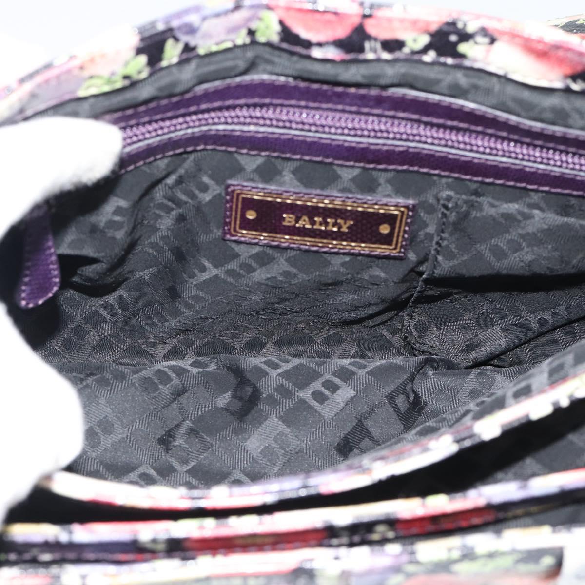 BALLY Hand Bag Leather Purple Gold Auth BA14389A