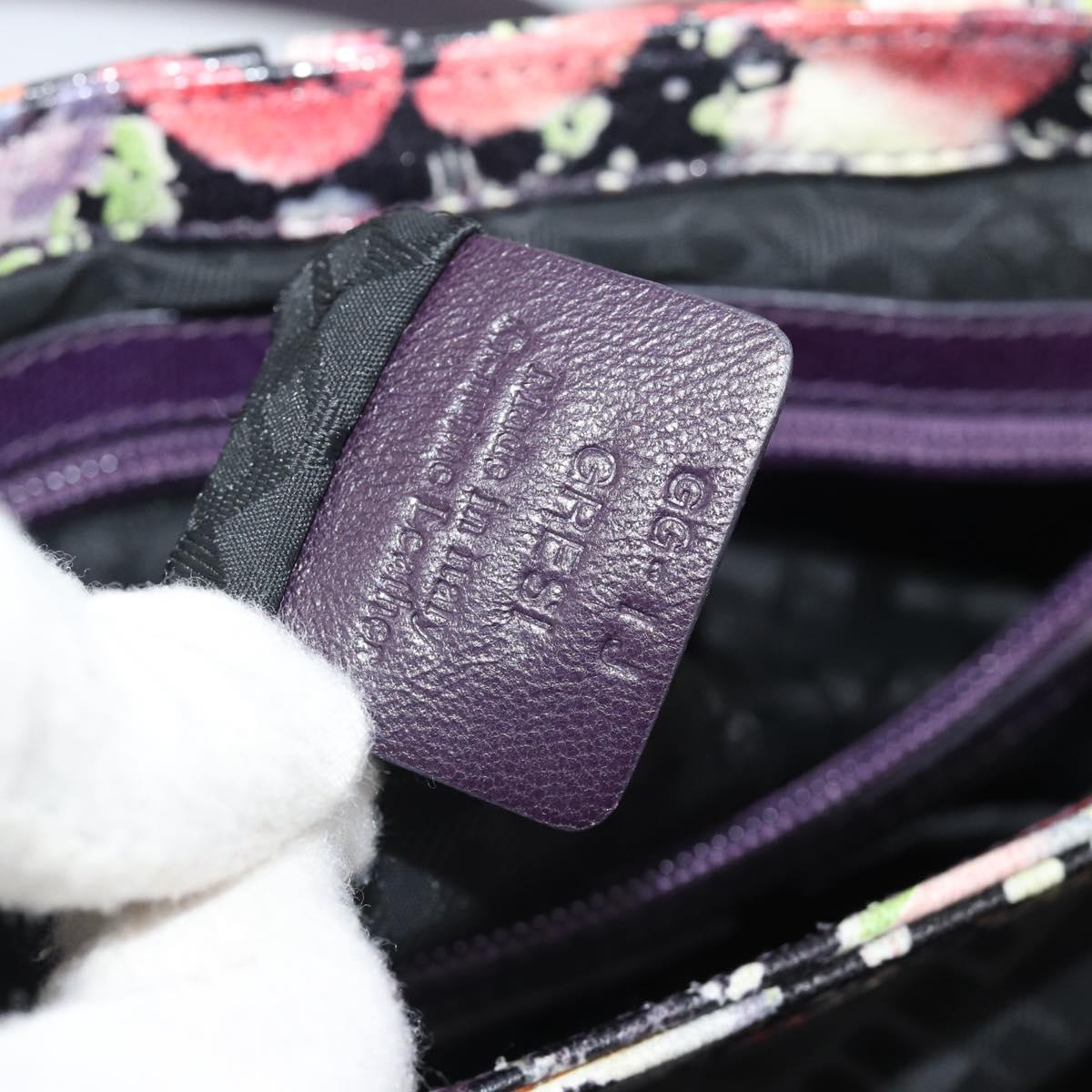 BALLY Hand Bag Leather Purple Gold Auth BA14389A