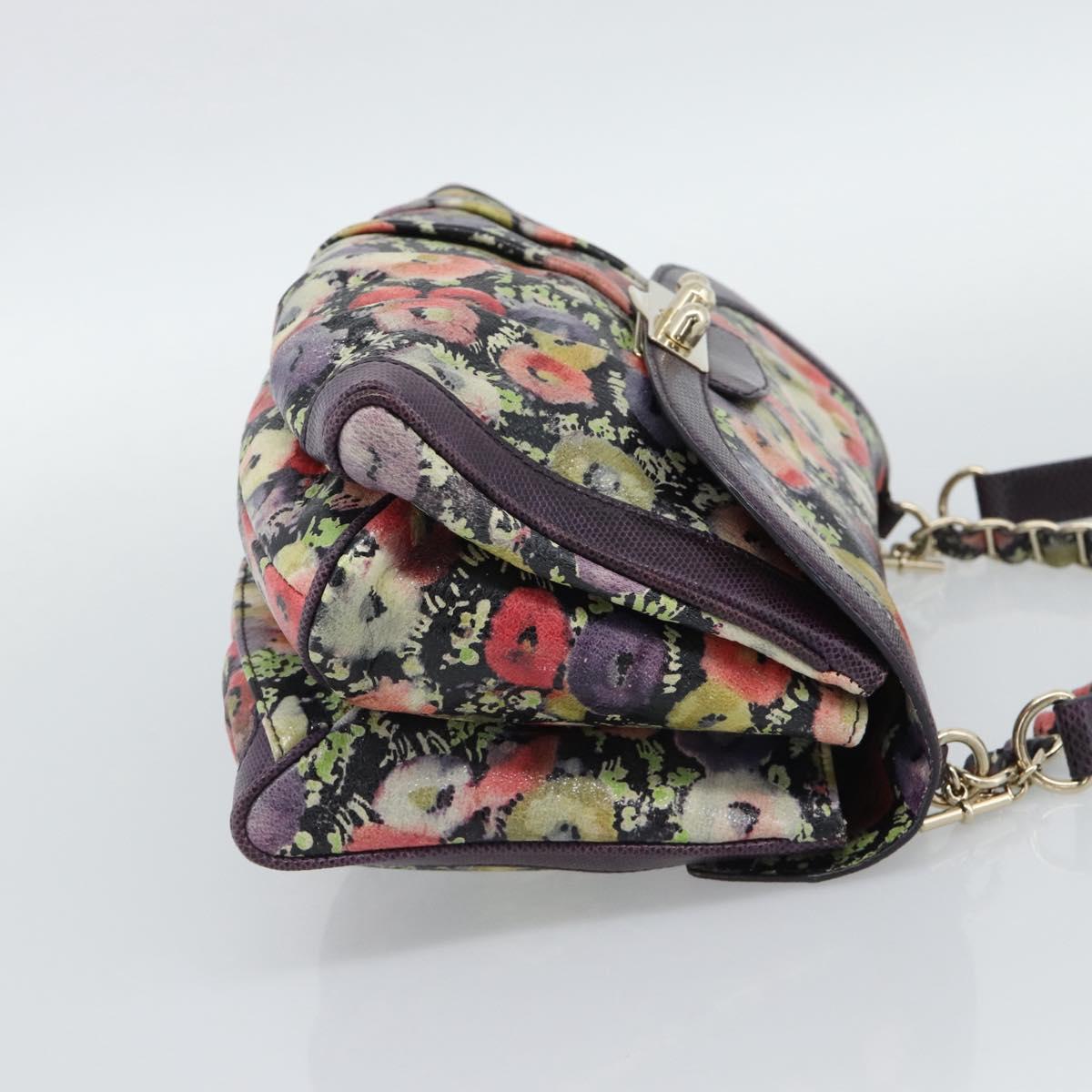 BALLY Hand Bag Leather Purple Gold Auth BA14389A
