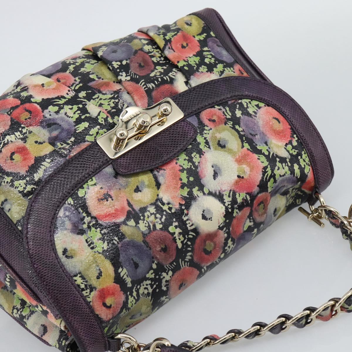 BALLY Hand Bag Leather Purple Gold Auth BA14389A