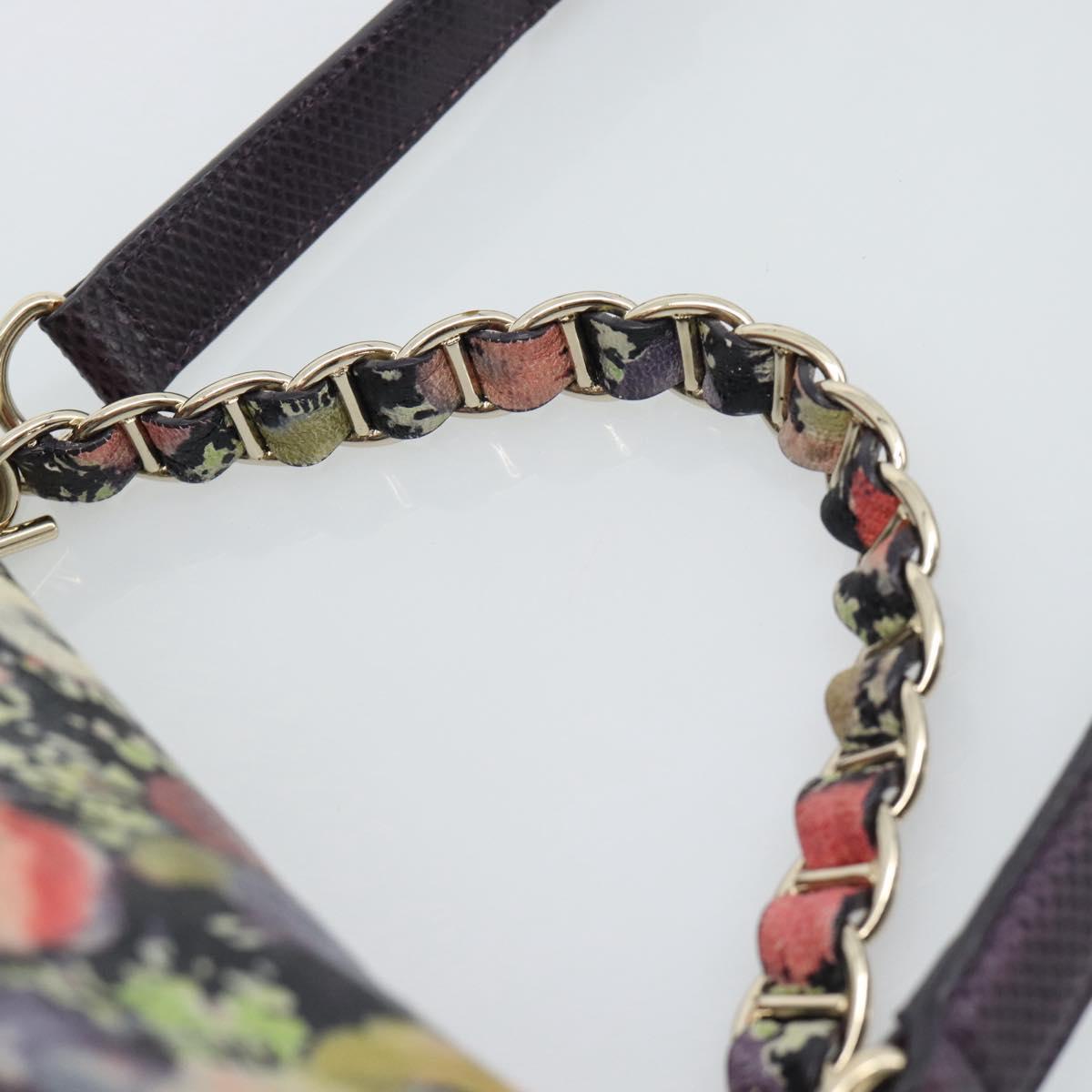 BALLY Hand Bag Leather Purple Gold Auth BA14389A