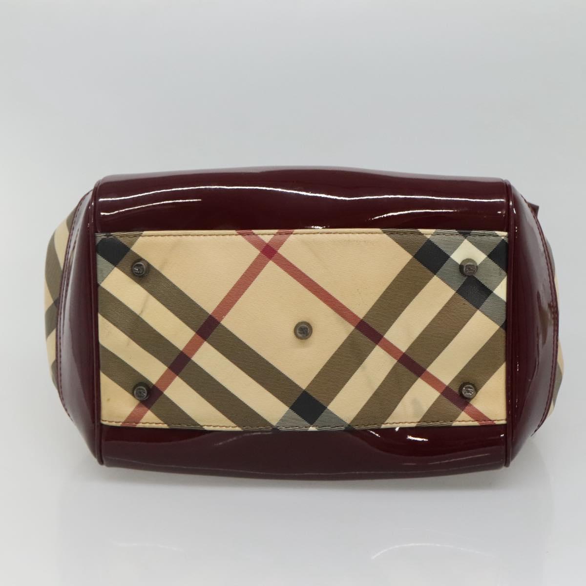BURBERRY Nova Check Shoulder Bag PVC Beige Silver Auth BA1439