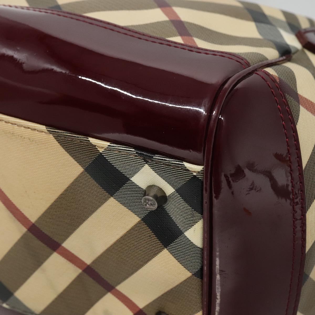 BURBERRY Nova Check Shoulder Bag PVC Beige Silver Auth BA1439