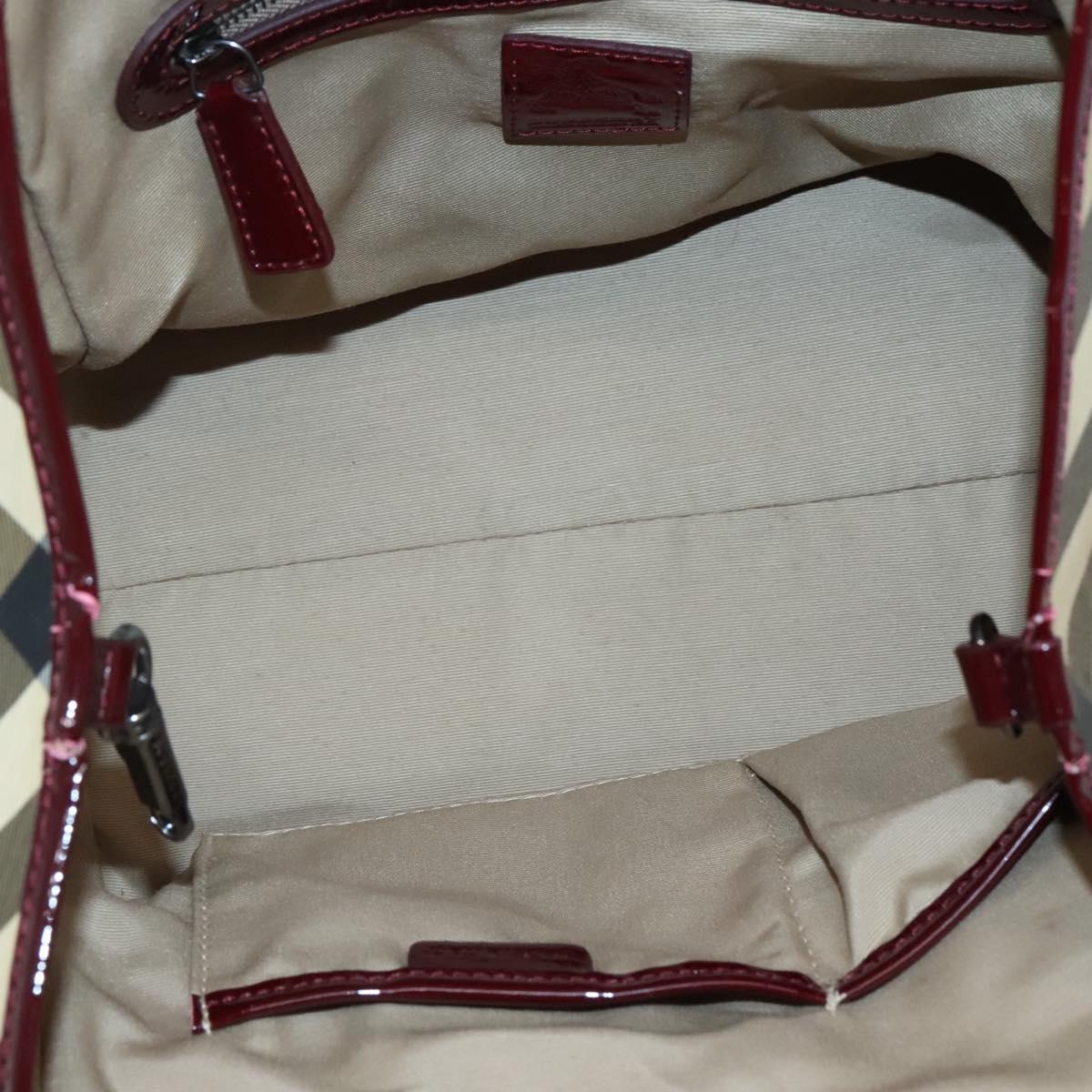 BURBERRY Nova Check Shoulder Bag PVC Beige Silver Auth BA1439