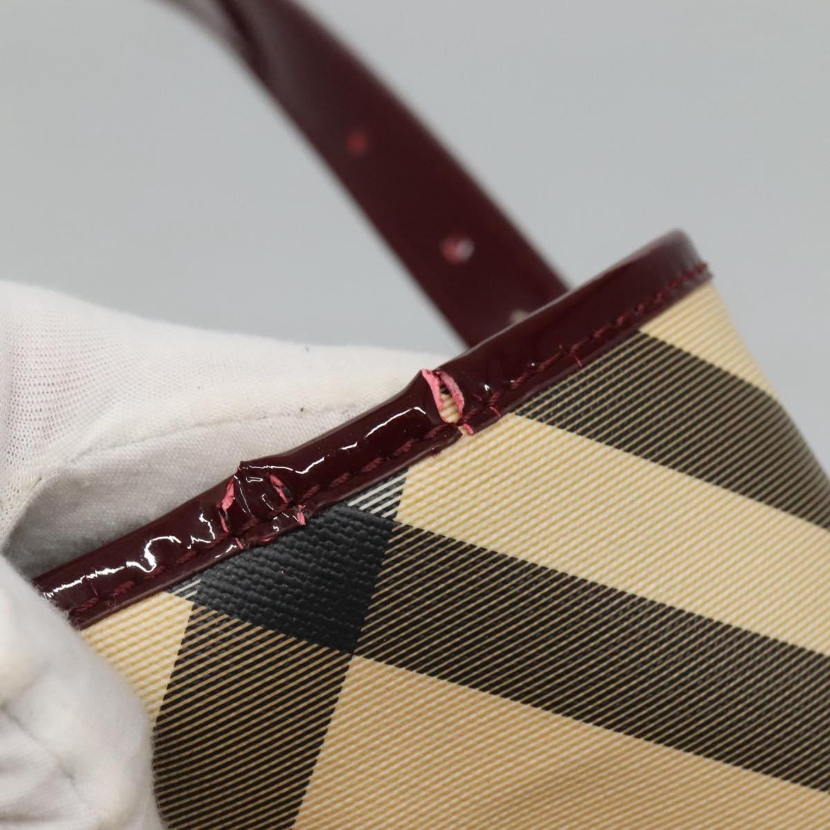 BURBERRY Nova Check Shoulder Bag PVC Beige Silver Auth BA1439