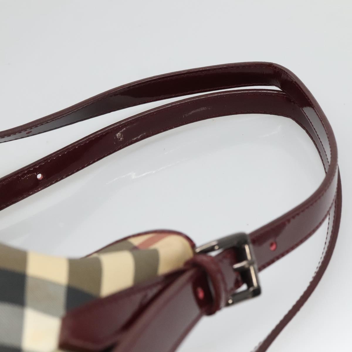 BURBERRY Nova Check Shoulder Bag PVC Beige Silver Auth BA1439