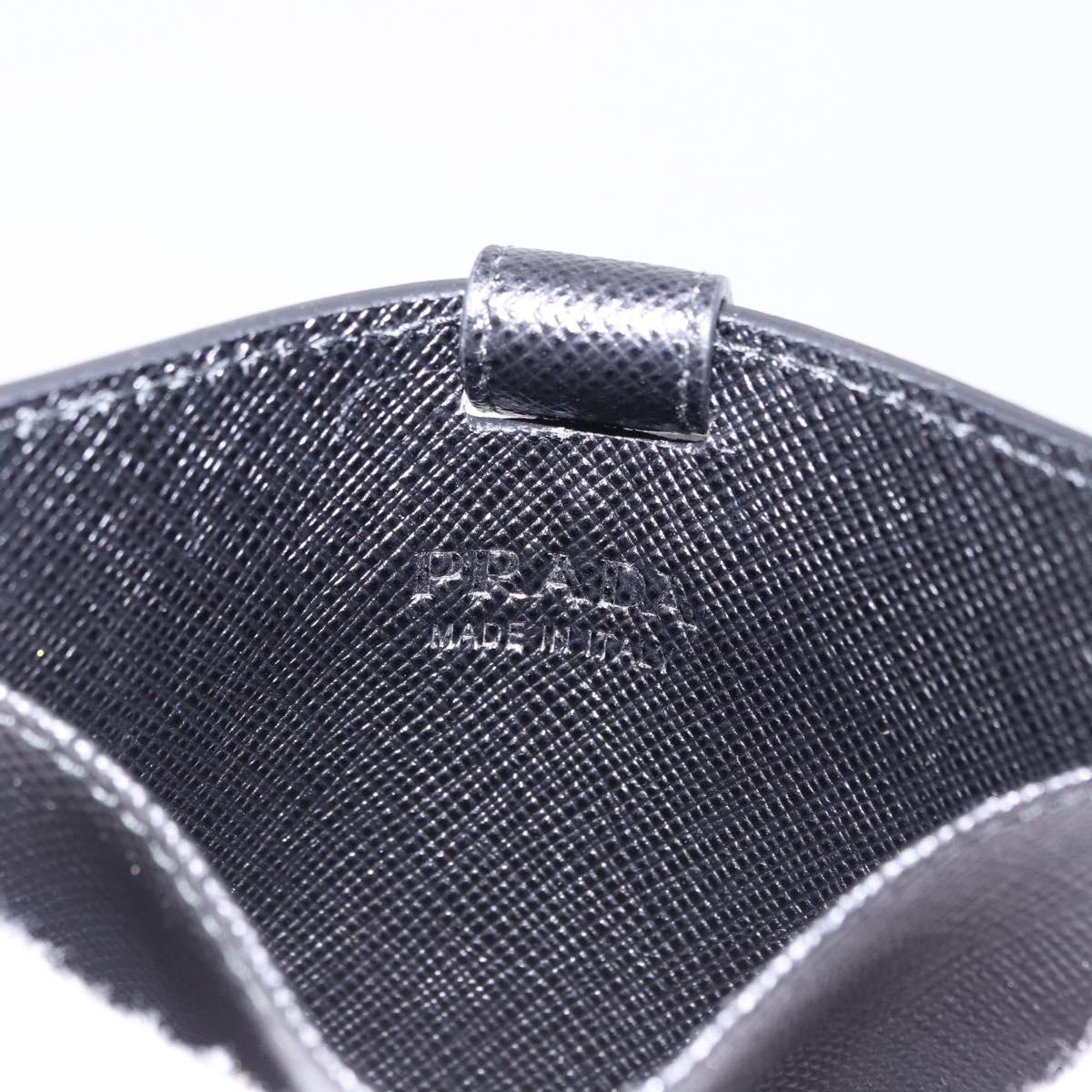 PRADA Card Case Safiano leather Black Silver 2MC122 Auth BA14392A