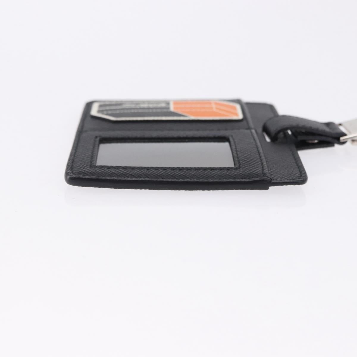 PRADA Card Case Safiano leather Black Silver 2MC122 Auth BA14392A