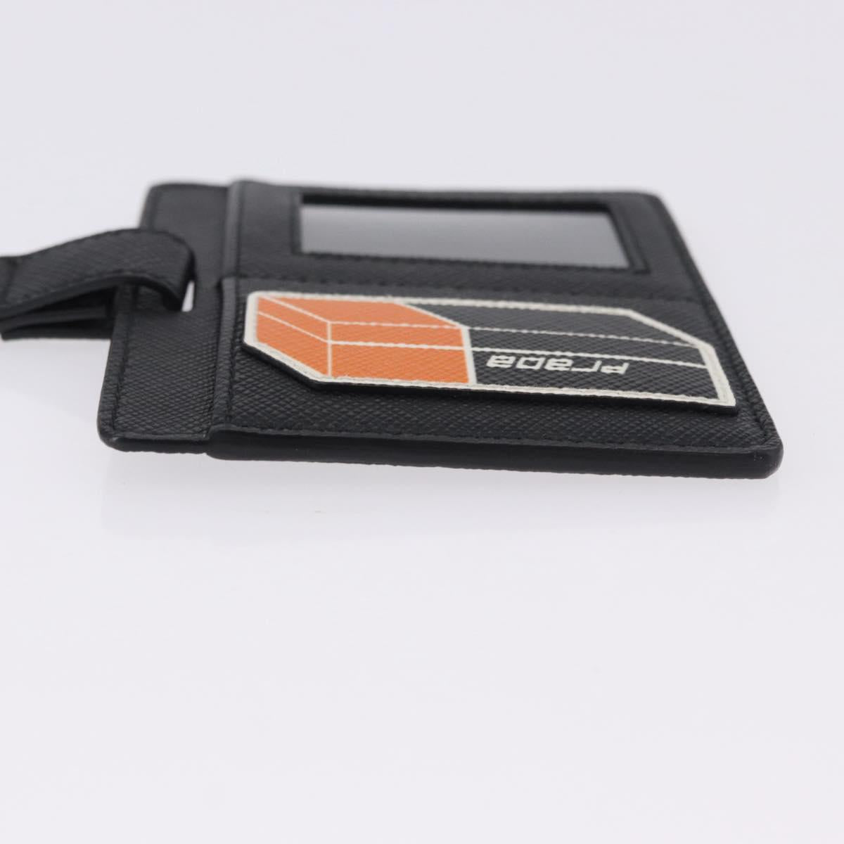 PRADA Card Case Safiano leather Black Silver 2MC122 Auth BA14392A