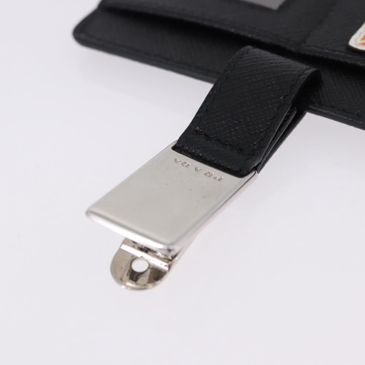 PRADA Card Case Safiano leather Black Silver 2MC122 Auth BA14392A