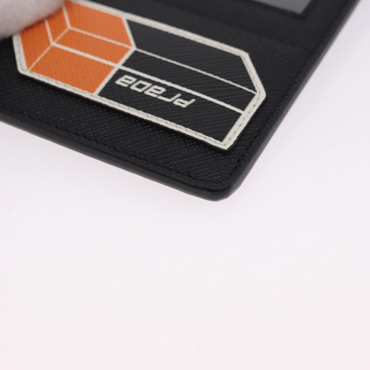 PRADA Card Case Safiano leather Black Silver 2MC122 Auth BA14392A