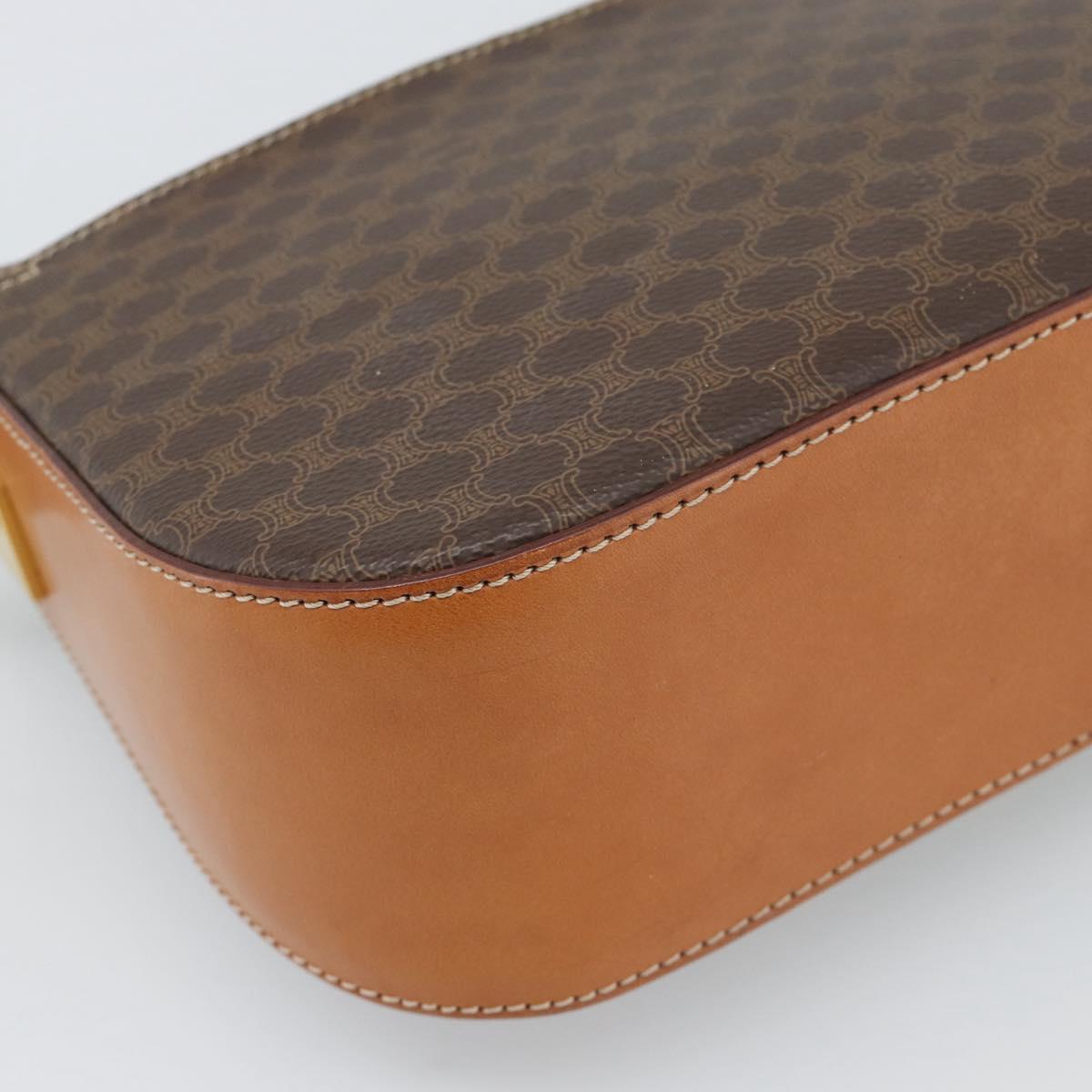 CELINE Macadam Canvas Shoulder Bag PVC Leather Brown Gold Auth BA14393