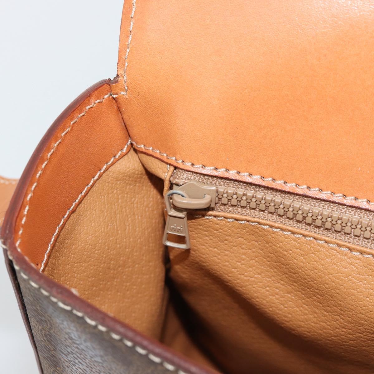 CELINE Macadam Canvas Shoulder Bag PVC Leather Brown Gold Auth BA14393