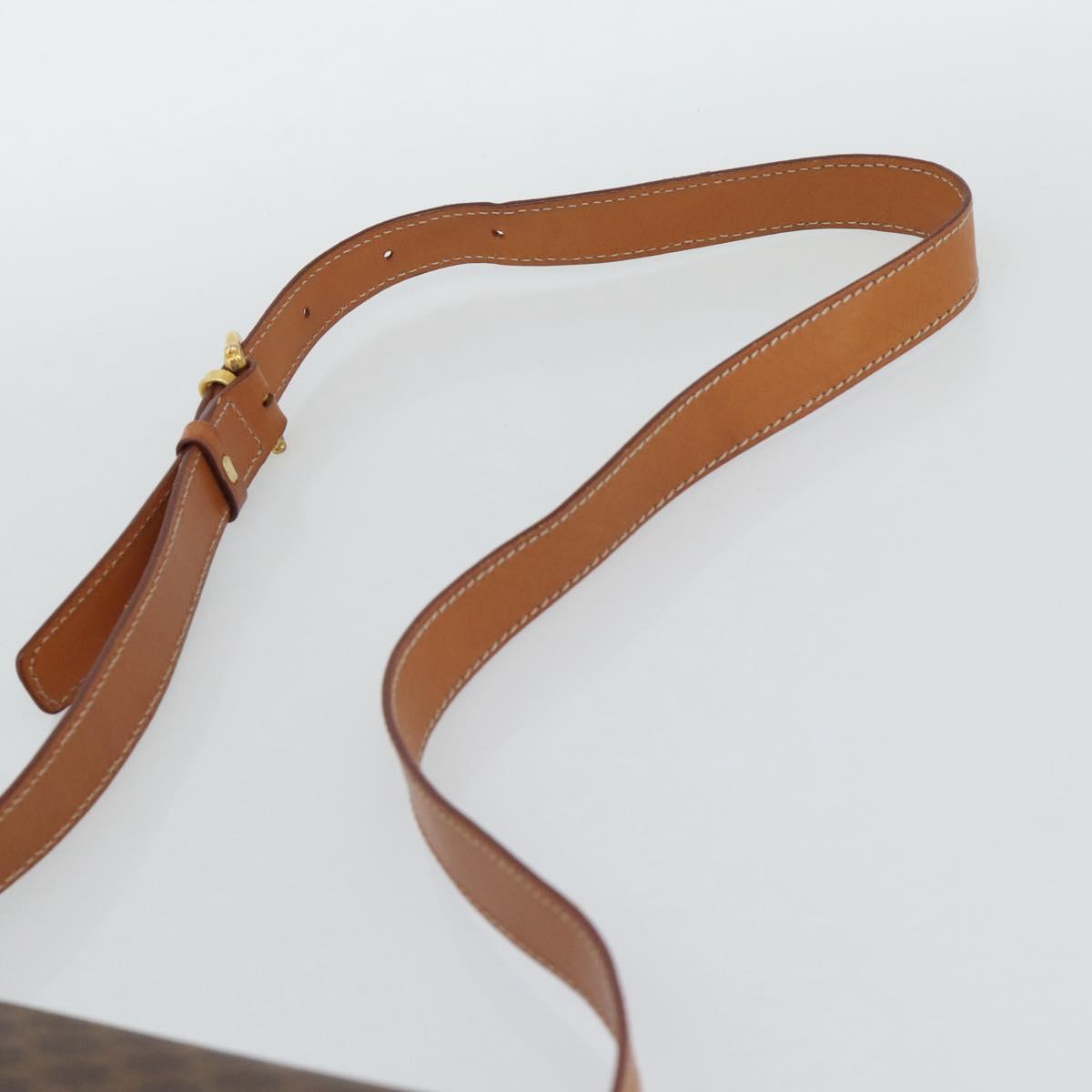 CELINE Macadam Canvas Shoulder Bag PVC Leather Brown Gold Auth BA14393