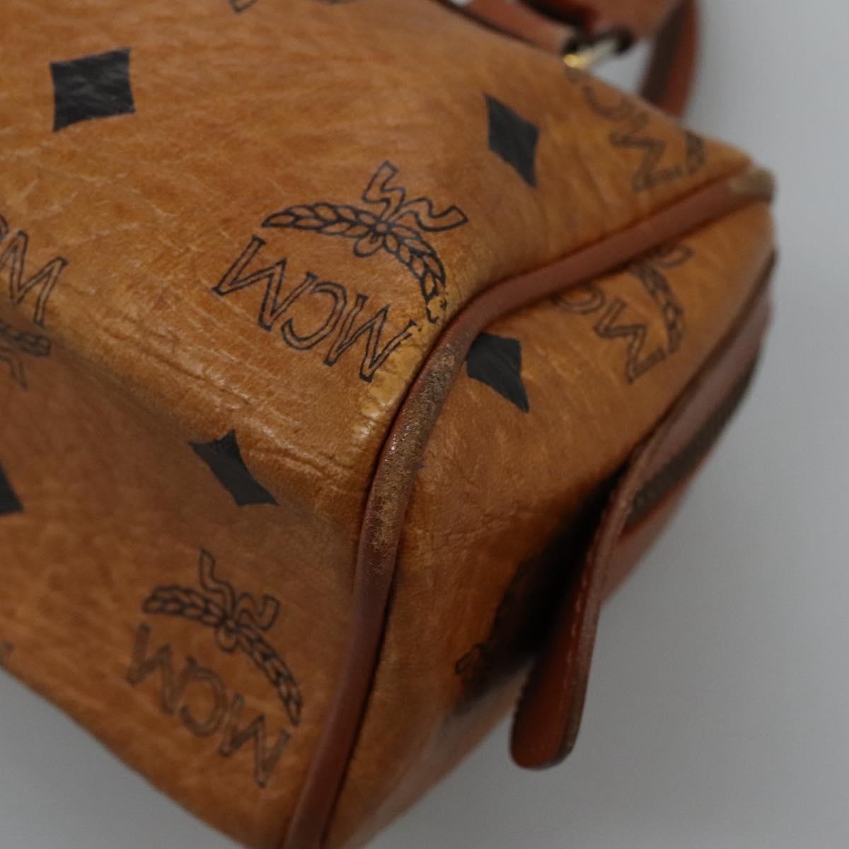 MCM Logogram Vicetos Hand Bag PVC Leather 2way Brown Gold Auth BA1440