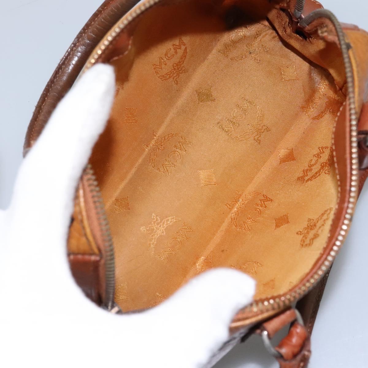 MCM Logogram Vicetos Hand Bag PVC Leather 2way Brown Gold Auth BA1440