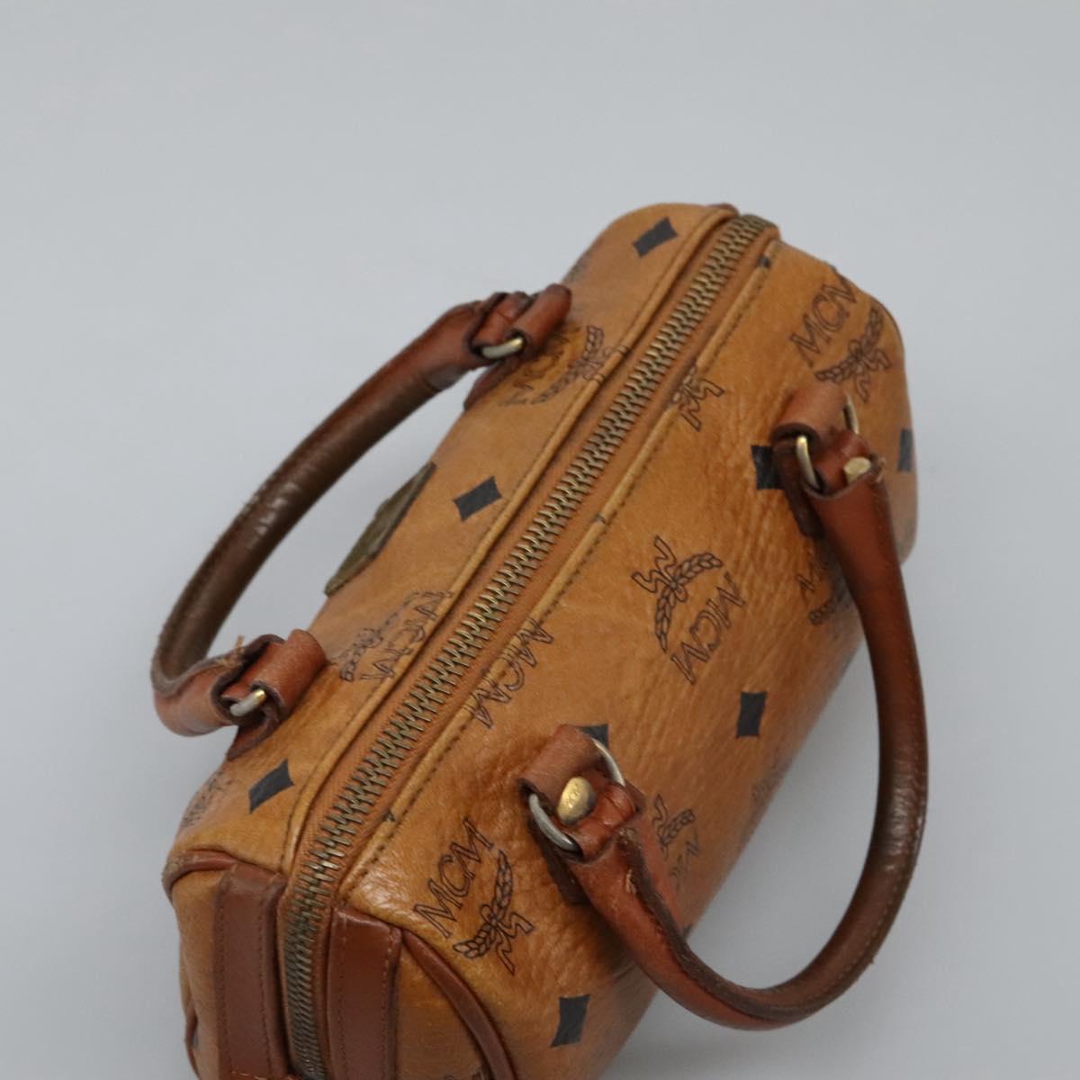 MCM Logogram Vicetos Hand Bag PVC Leather 2way Brown Gold Auth BA1440