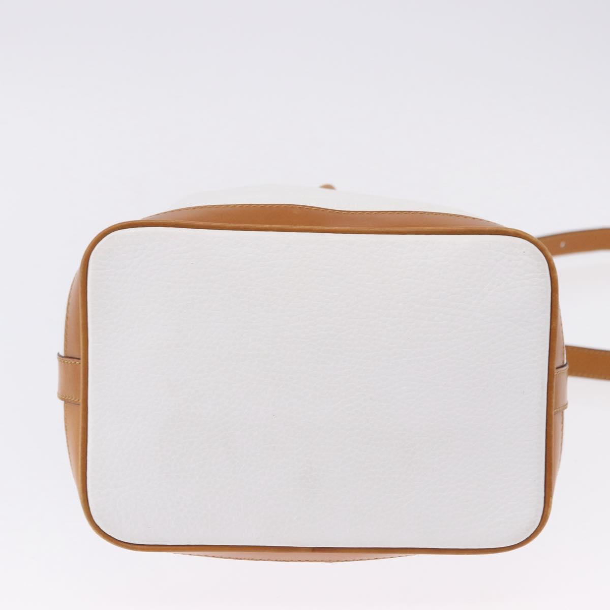 CELINE Shoulder Bag Leather White Gold Auth BA14401A