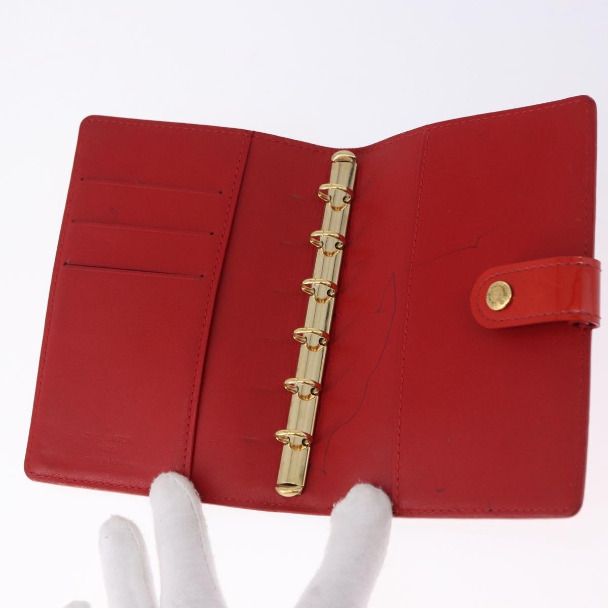 LOUIS VUITTON Monogram Vernis Agenda PM Planner Cover Red R21016 Auth BA14403
