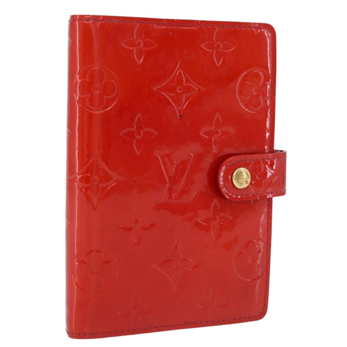 LOUIS VUITTON Monogram Vernis Agenda PM Planner Cover Red R21016 Auth BA14403