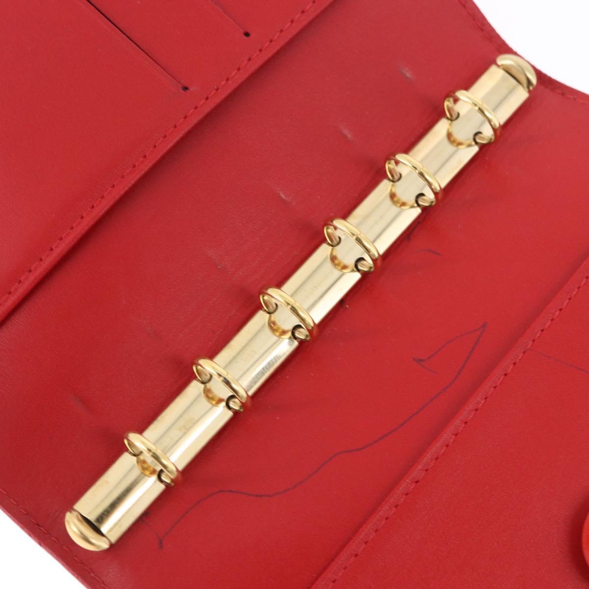 LOUIS VUITTON Monogram Vernis Agenda PM Planner Cover Red R21016 Auth BA14403