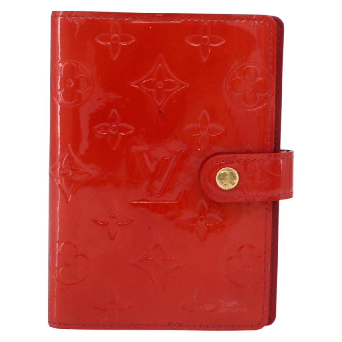 LOUIS VUITTON Monogram Vernis Agenda PM Planner Cover Red R21016 Auth BA14403