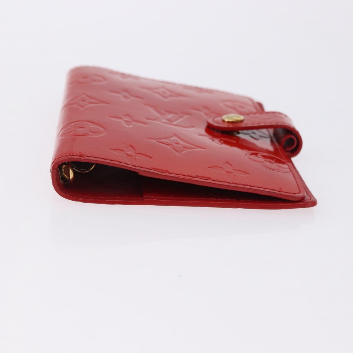 LOUIS VUITTON Monogram Vernis Agenda PM Planner Cover Red R21016 Auth BA14403
