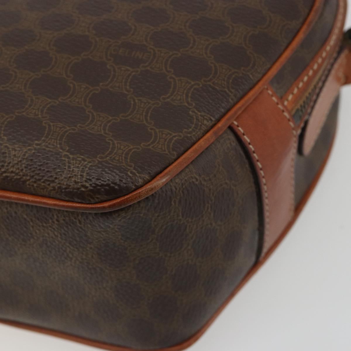 CELINE Macadam Canvas Shoulder Bag PVC Leather Brown Gold Auth BA14407A