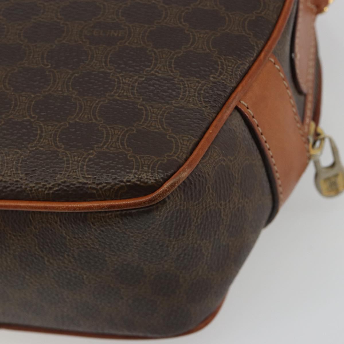 CELINE Macadam Canvas Shoulder Bag PVC Leather Brown Gold Auth BA14407A