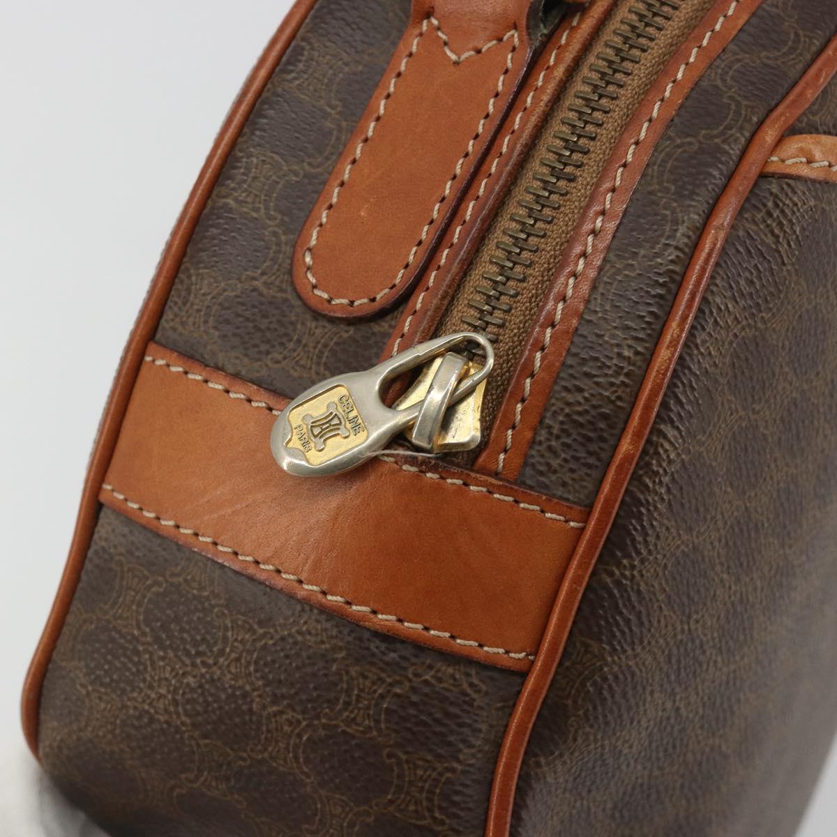 CELINE Macadam Canvas Shoulder Bag PVC Leather Brown Gold Auth BA14407A