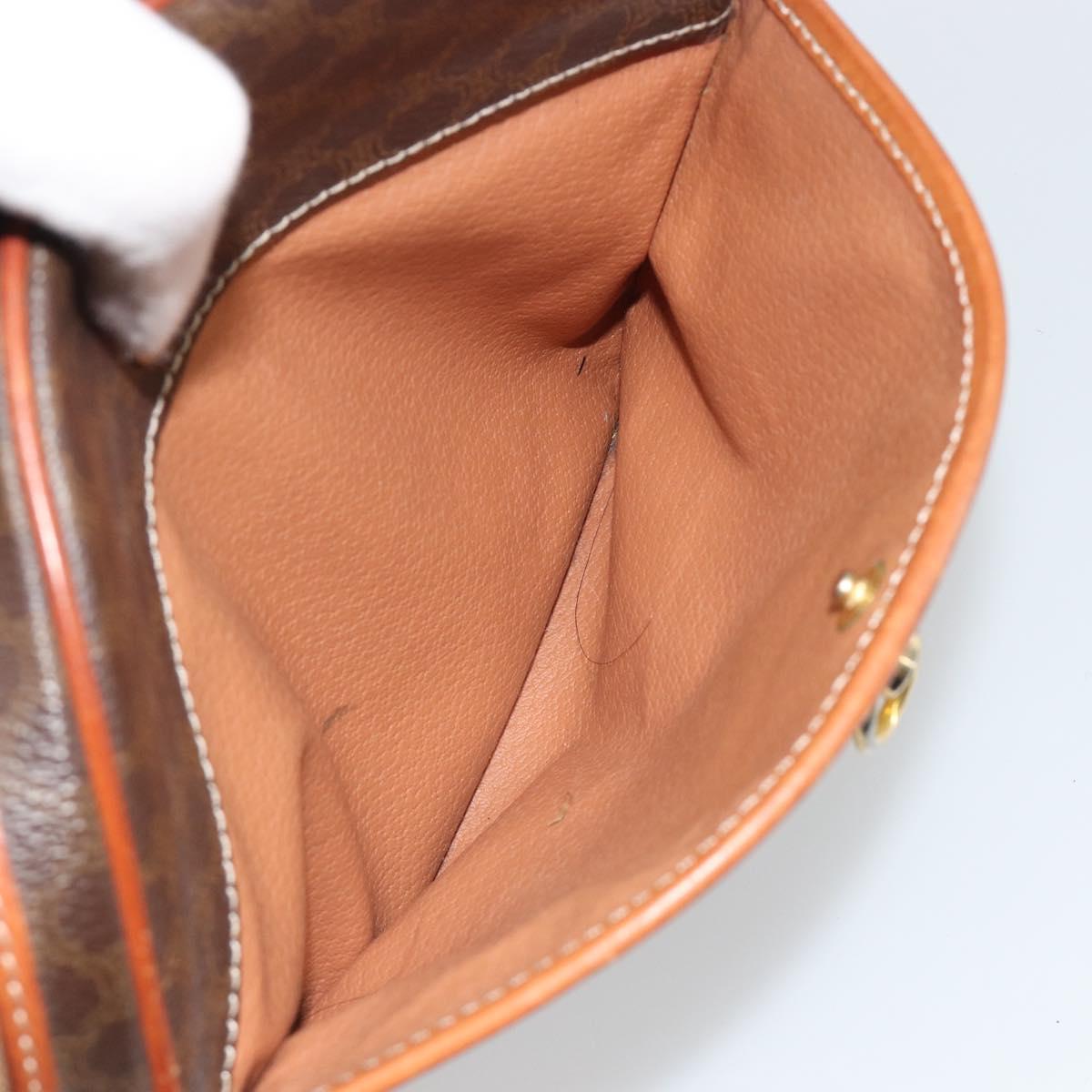 CELINE Macadam Canvas Shoulder Bag PVC Leather Brown Gold Auth BA14407A
